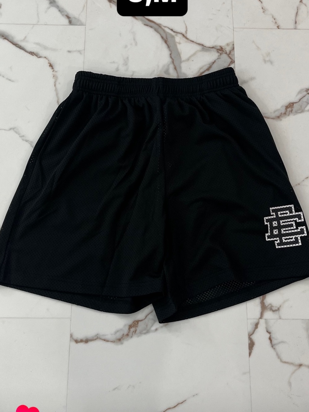 Eric Emanuel Black Athletic Mesh Shorts with White Logo